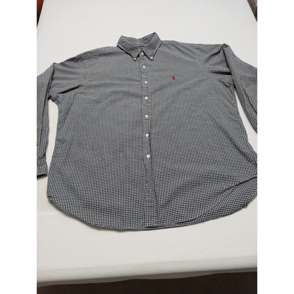 Ralph Lauren Mens Shirt Medium Blue Plaid Red Pony Button Up 2X - Picture 8 of 16